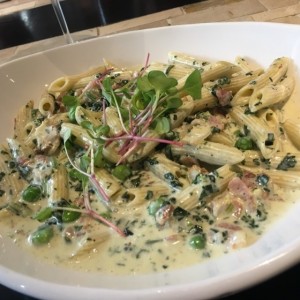 penne carbonara del huerto