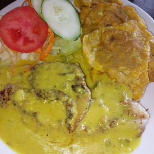 Filete de pescado en salda de curry con coco