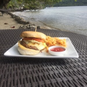 Hamburguesa con papas fritas