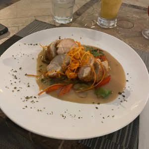 Pollo a la crema de cilantro y coco