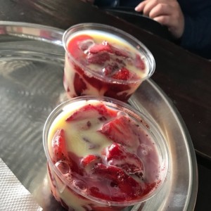 Fresas con leche condensada