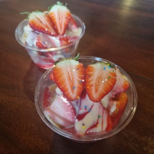 Fresas con leche condensada