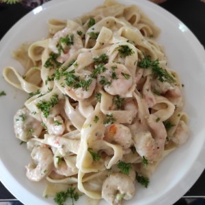 Fettuccini  Salsa Blanca de Camarones