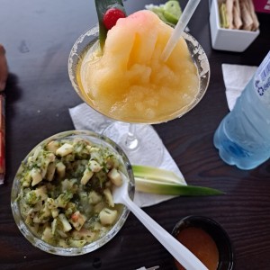 ceviche de corvina y margarita de maracuya