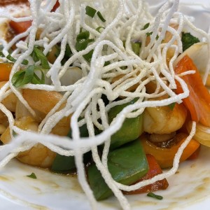 Stir fry de camarones