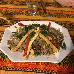 Arroz Chaufa Mar y Tierra - Chinese Peruvian Fried Rice.