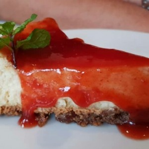 Cheese cake con sirop de guayaba