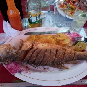 pescado frito mediano con patacones