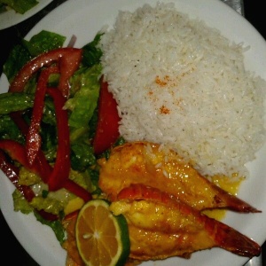 Lobster tails w rice and salad