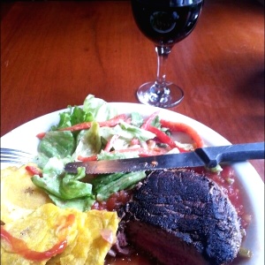 Coffee Rubbed Filet Mignon whit Chiplote Tomato Salsa