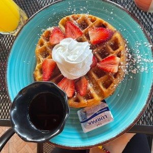 Wafles Belga con fresas.