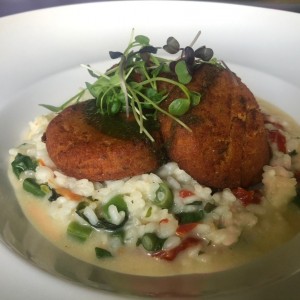 Falafel con garbanzos. Risotto