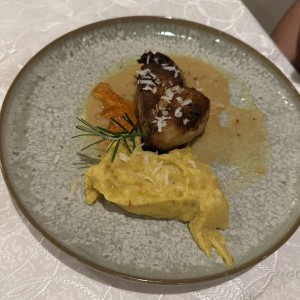 Pesca del dia con pure de platano