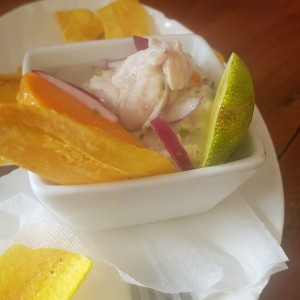 Ceviche mixto de merluza con camarones ? 