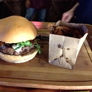 Kobe Burger and Onion Rings