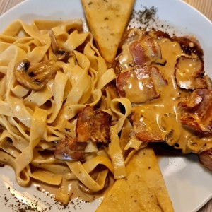 Pasta con Filete de carne