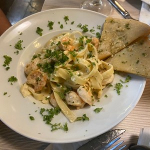 pasta con camarones 