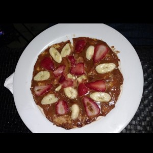 Postre pizza de dulce de leche