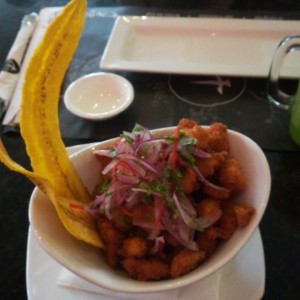 Ceviche frito de corvina