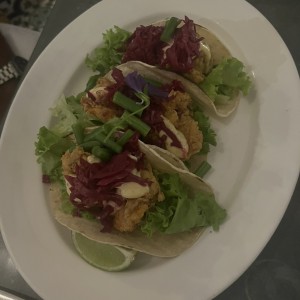 Tacos de Langostinos Apanados