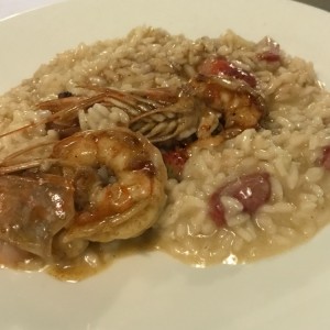 risoto con fresas y langostinos