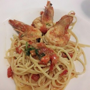 Spaguettini con langostinos