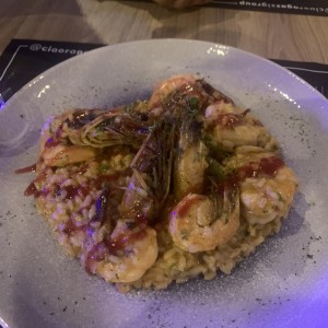 Risotto al Prosecco con Langostinos y fresas