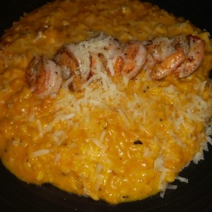 Risotto de zapallo con camarones