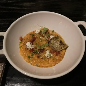 Risotto de tomates y queso de cabra 