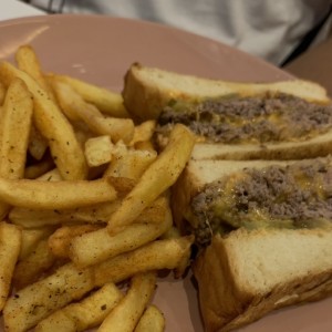 Double Patty Melt With Spicy Fries