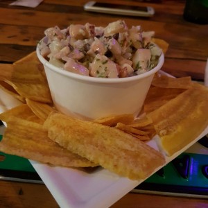 ceviche de pulpo en salsa chimichurri