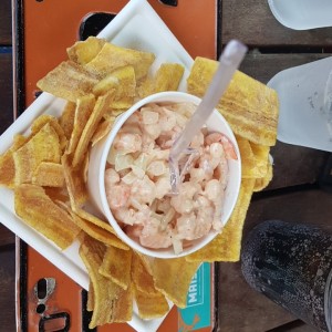 ceviche de camarones con salsa chipotle