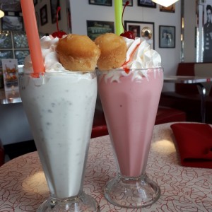 Cherry & vanilla milkshakes