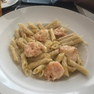 pasta con camarones en salsa blanca