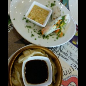 Tentadoras entradas - Gyozas de cerdo/ rollito de salmon