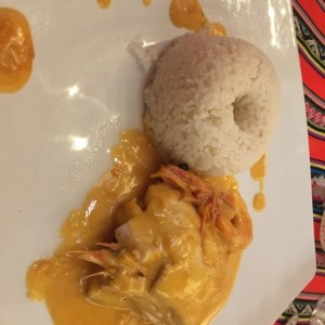 Corvina rellena de langostinos