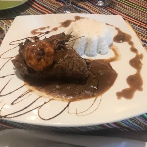 Filete relleno de langostinos