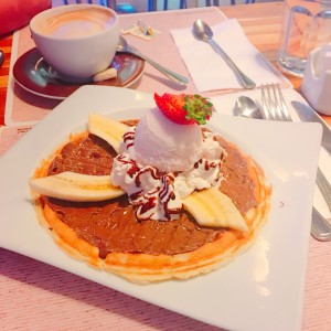 wafles con nutella y banana