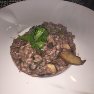 risotto de hongos y espinaca