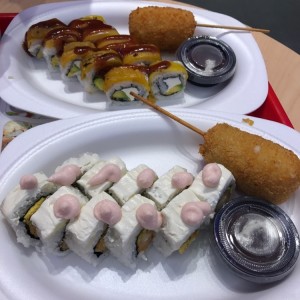 combinacion de rolls y brochetas 