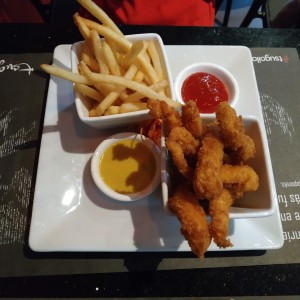 Tiras de pollo con papas