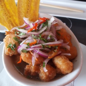 Ceviche frito de langostinos