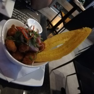 Ceviche frito de langostinos