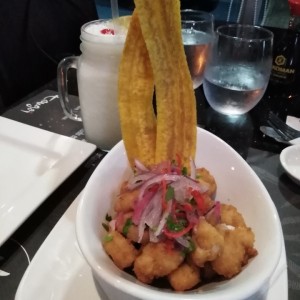 Ceviche frito de corvina