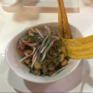 Ceviche frito de corvina