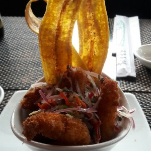 Ceviche frito de langostinos