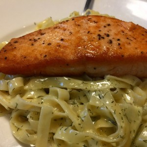 grilled salmon with pasta