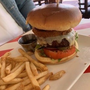 Whiskey glaze burger