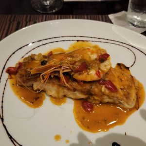 Corvina con langostino