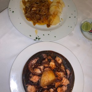 Pulpo a la gallega y bacalao 